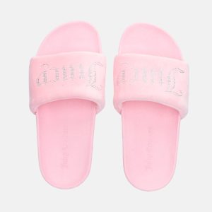 VELOUR CRYSTAL SLIDERS (PINK)