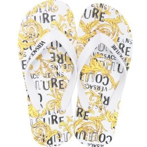 VERSACE JEANS BAROQUE FLIP FLOPS (WHITE)
