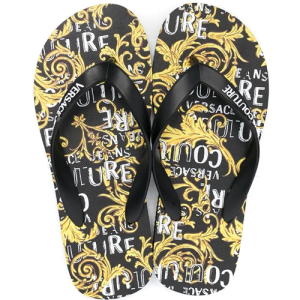 VERSACE JEANS BAROQUE FLIP FLOPS (BLACK)