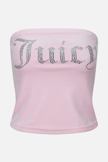 JUICY COUTURE VELOUR BANDEAUX TOP (PINK) - Image 3
