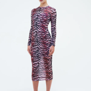 JUICY COUTURE DIAMANTE LEOPARD MESH DRESS