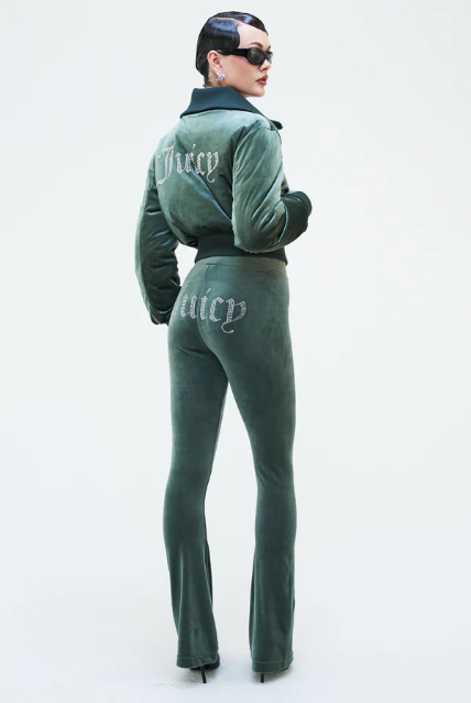 JUICY COUTURE VELOUR BOMBER JACKET (KHAKI) - Image 4