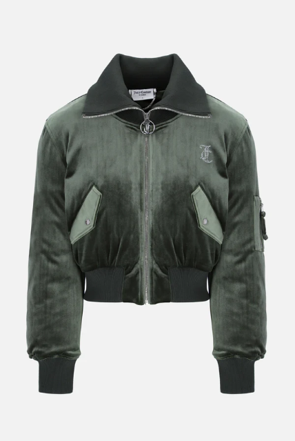 JUICY COUTURE VELOUR BOMBER JACKET (KHAKI) - Image 6