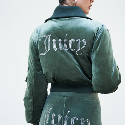 JUICY COUTURE VELOUR BOMBER JACKET (KHAKI)