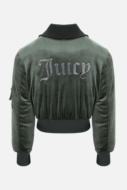 JUICY COUTURE VELOUR BOMBER JACKET (KHAKI) - Image 2