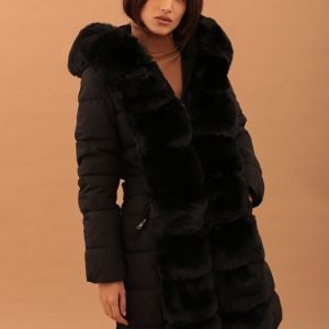 MID LENGTH PUFF COAT WITH FAUX FUR LINING