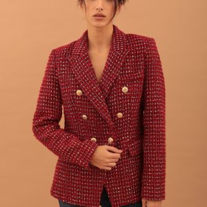 TWEED BLAZER - BORDEAUX