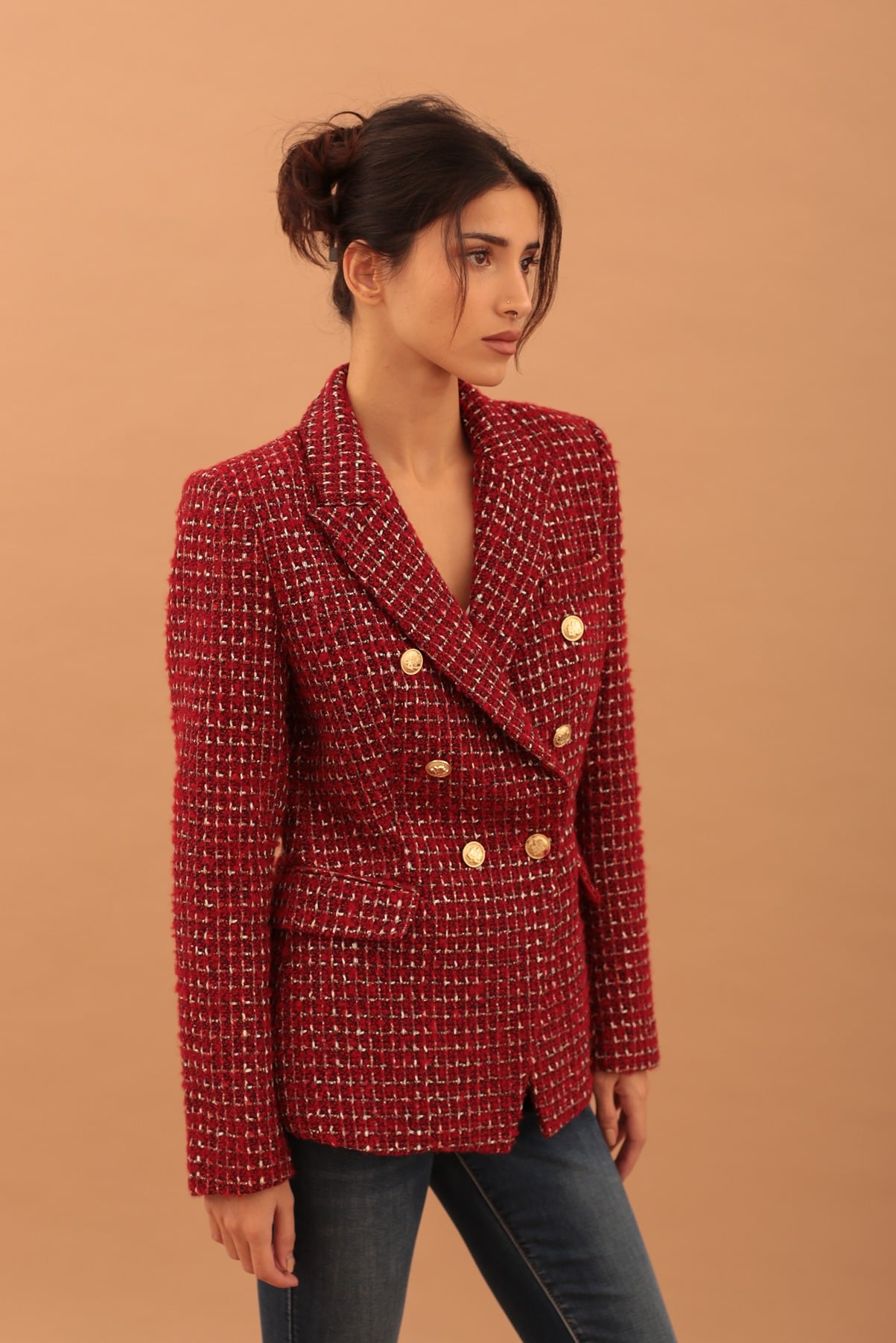 TWEED BLAZER - BORDEAUX - Image 3