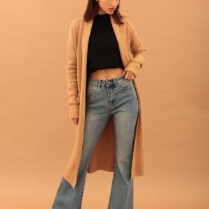 KNIT LONG CARDIGAN - CAMEL