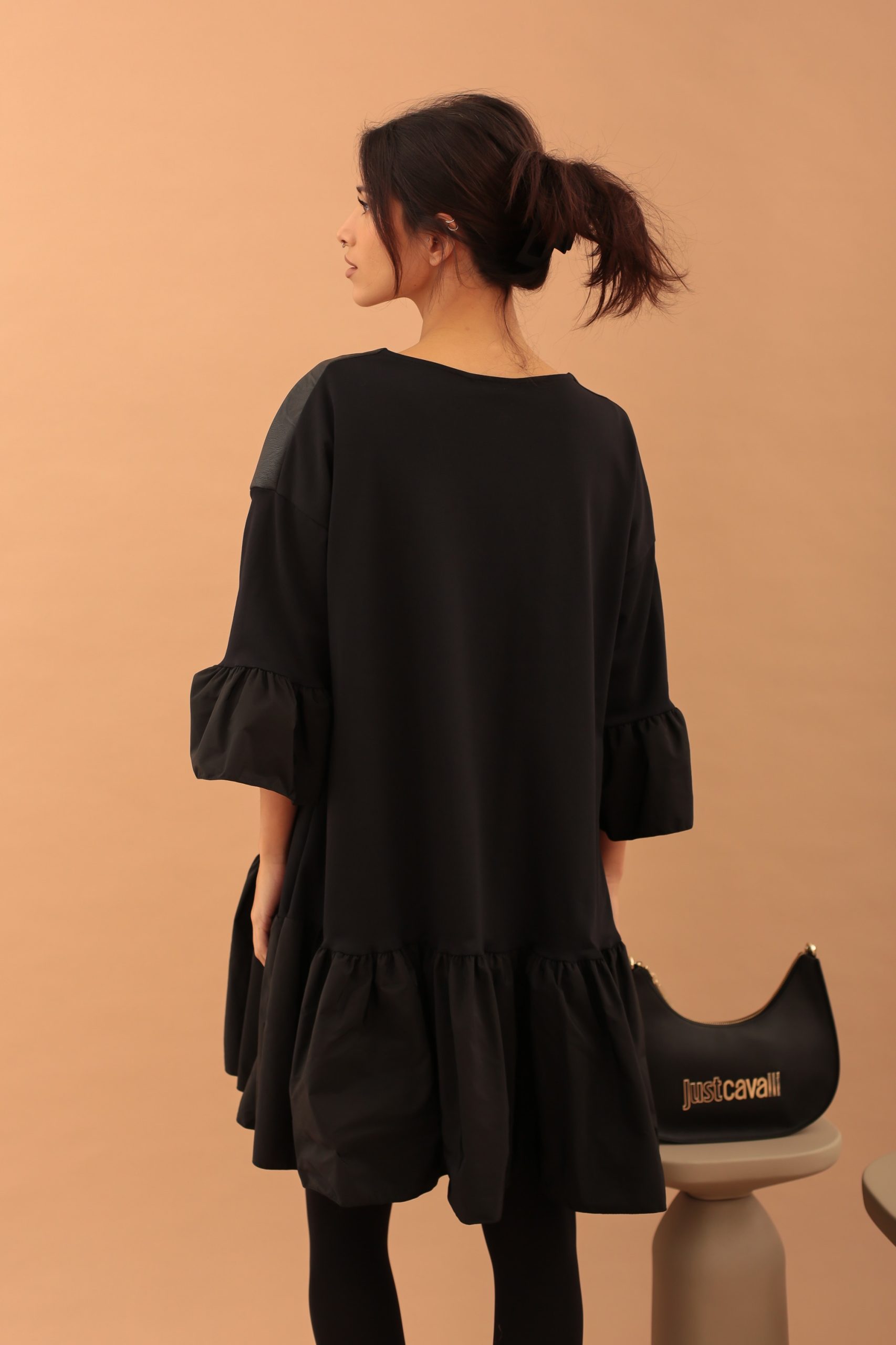 TAFETTA AND LEATHER MINI DRESS - Image 2