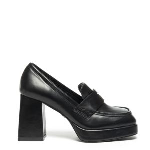 PLATFORM HEEL PENNY LOAFER - BLACK