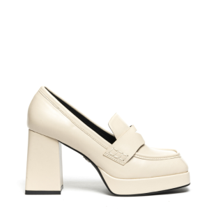 PLATFORM HEEL PENNY LOAFER - BEIGE