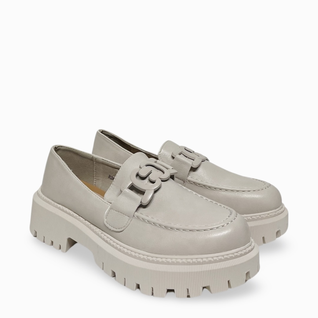 MONOCHROME BUCKLE LOAFER - BEIGE - Image 4