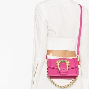 VERSACE JEANS SHOULDER BAG WITH MEDIUM VINTAGE BUCKLE - FUSCHIA
