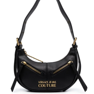 VERSACE JEANS MEDIUM MOON SHAPE ZIP FACET SHOULDER BAG