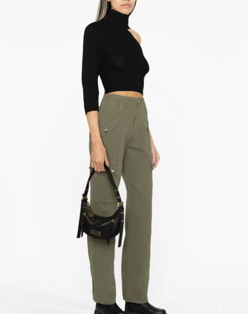 VERSACE JEANS MEDIUM MOON SHAPE ZIP FACET SHOULDER BAG - Image 3
