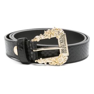 MEDIUM WIDTH BELT WITH MEDIUM VINTAGE BUCKLE (BLACK CROC)