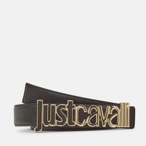 JUST CAVALLI BELT WITH LOGO - BLACK