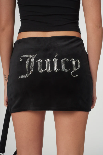 JUICY COUTURE MINI VELOUR SKIRT - BLACK - Image 3