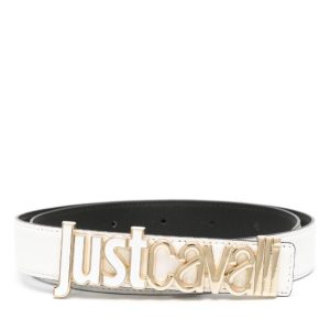 JUST CAVALLI BELT WITH LOGO - WHITE