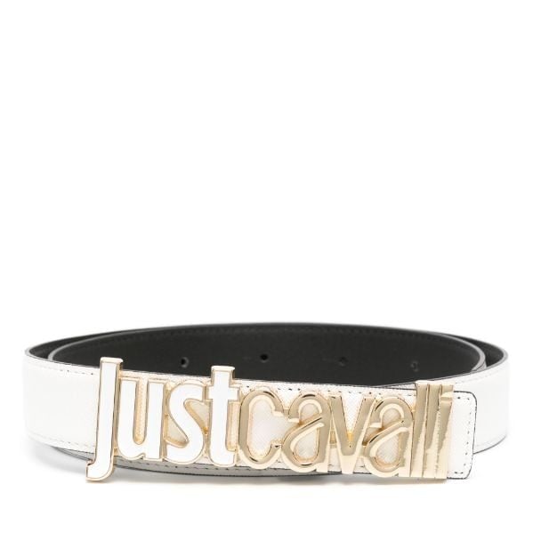 JUST CAVALLI BELT WITH LOGO - WHITE