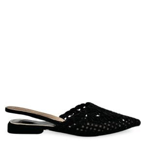 WOVEN SLINGBACK MULE - BLACK