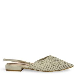 WOVEN SLINGBACK MULE - BEIGE
