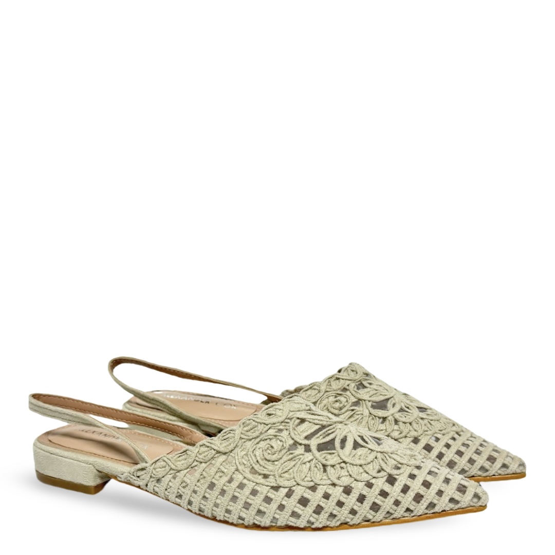 WOVEN SLINGBACK MULE - BEIGE - Image 4