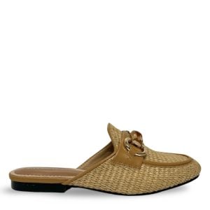 STRAW WEAVE BUCKLED MULE