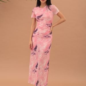 SHORT SLEEVE MAXI MESH DRESS - ROZ