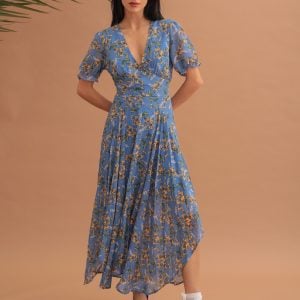 MIDI FLORAL DRESS - BLUE