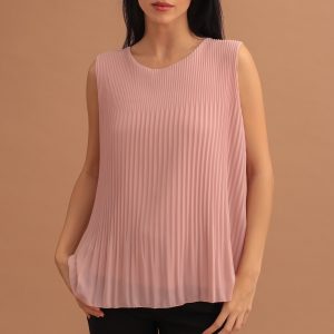 PLEATED SLEEVELESS BLOUSE - PINK