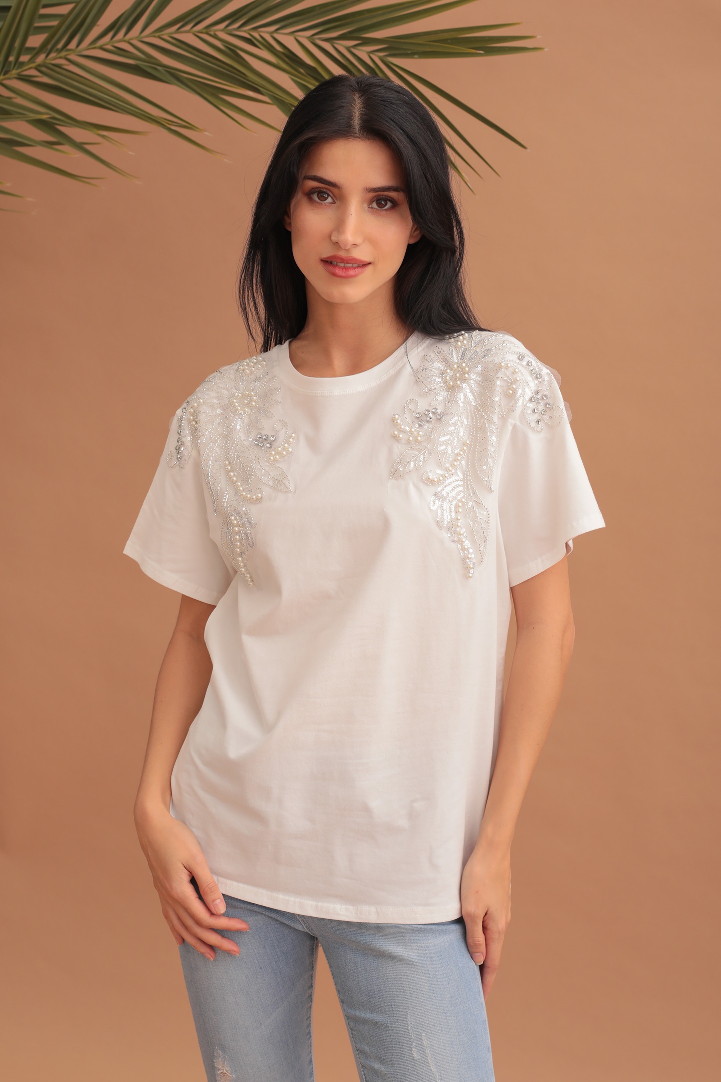 OVERSIZED SHOULDER EMBELLISHED SHIRT - Image 3