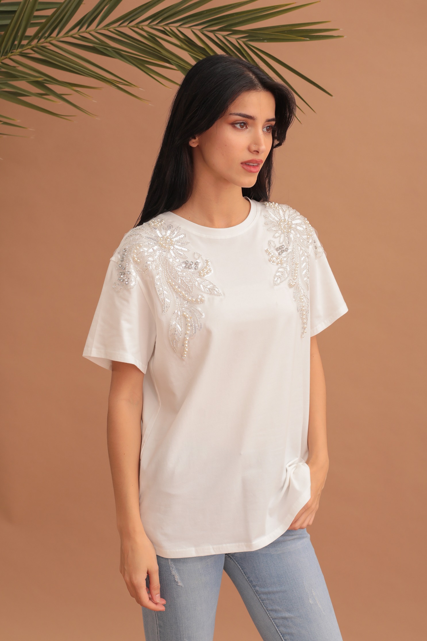 OVERSIZED SHOULDER EMBELLISHED SHIRT - Image 2