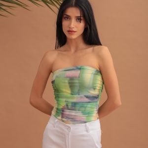 MESH STRAPLESS BODY - LIME