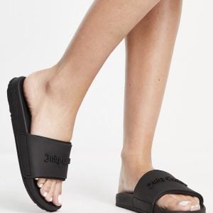 JUICY COUTURE EMBOSSED LOGO SLIDER - BLACK