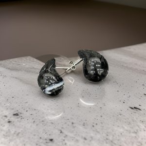 BLACK MARBLE LOOK TEAR DROP EARRINGS