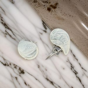 WHITE MARBLE LOOK TEAR DROP EARRINGS