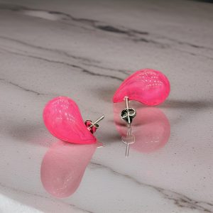 FUSCHIA MARBLE LOOK TEAR DROP EARRINGS