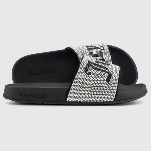 JUICY COUTURE CRYSTAL EMBELLISHED SLIDER - BLACK