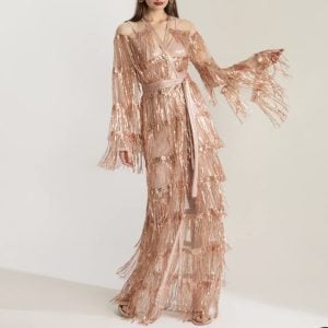NIOBE FRINGED SEQUIN DRESS