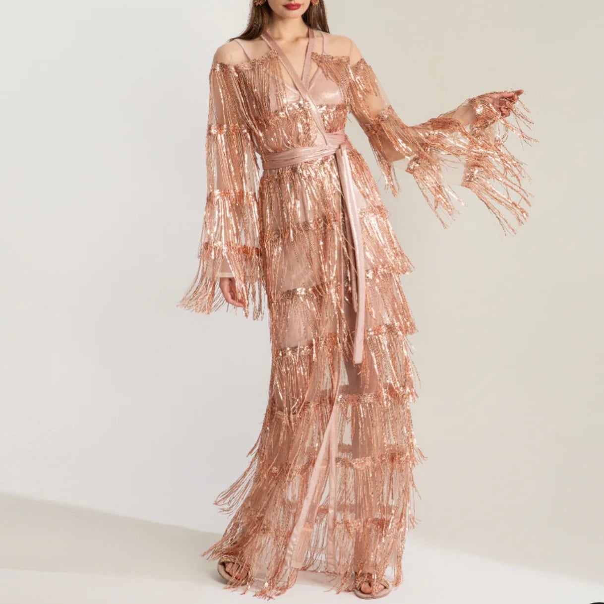 NIOBE FRINGED SEQUIN DRESS