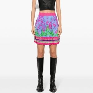 VERSACE JEANS MINI PLEATED BAROQUE SKIRT