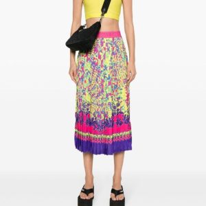 VERSACE JEANS MAXI PLEATED BAROQUE SKIRT