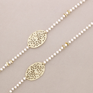PUNCHED OVAL MEDALLION ROSARY - BEIGE