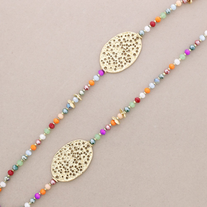 PUNCHED OVAL MEDALLION ROSARY - MULTICOLOR