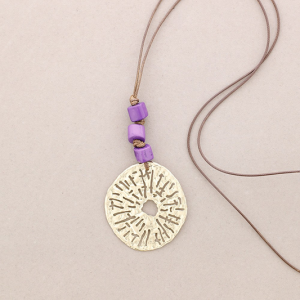 LEATHER STRAP PUNCHED MEDALLION - LILAC