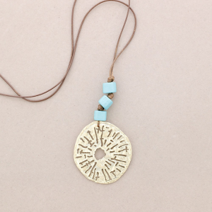 LEATHER STRAP PUNCHED MEDALLION - TYRQUOISE