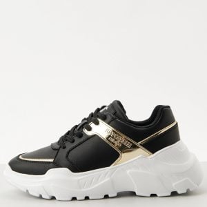 JUST CAVALLI METALLIC LOGO CHUNKY SNEAKERS (BLACK)