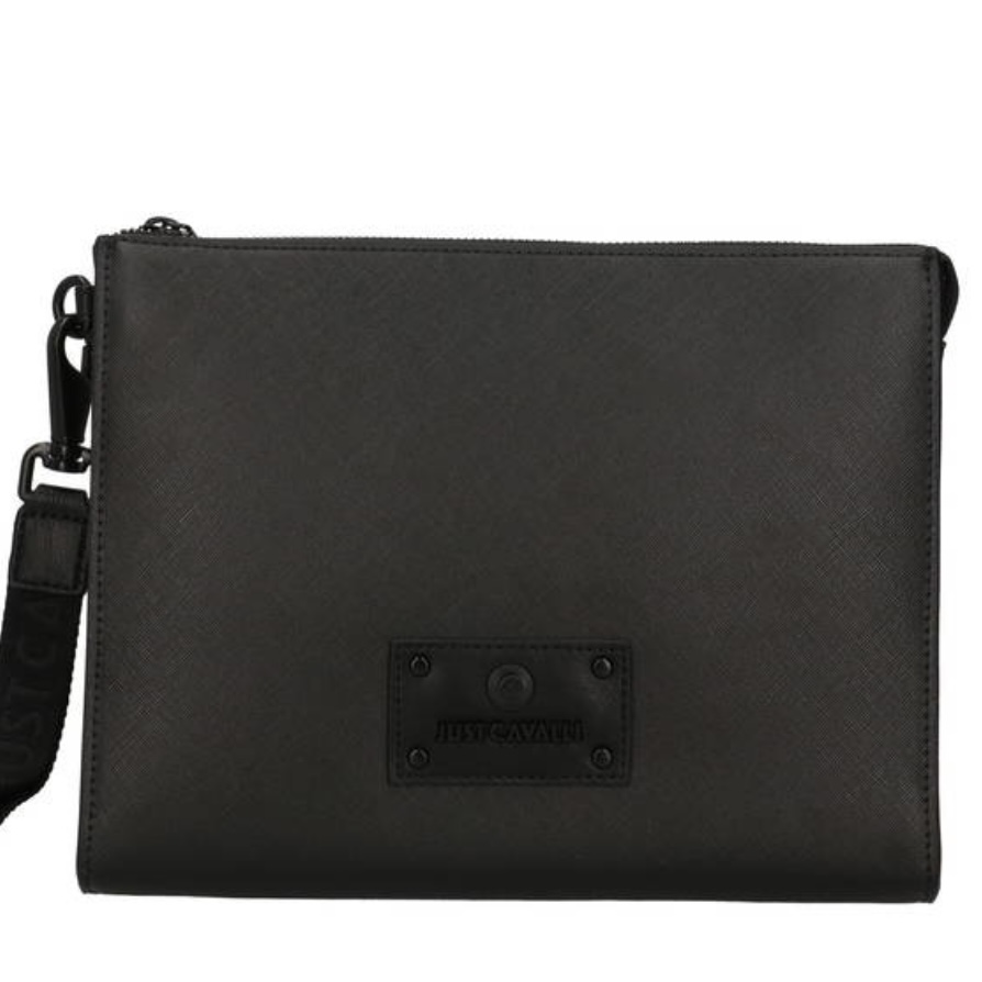 JUST CAVALLI SAFFIANO POUCH SQUARE LOGO